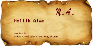 Mellik Alma névjegykártya